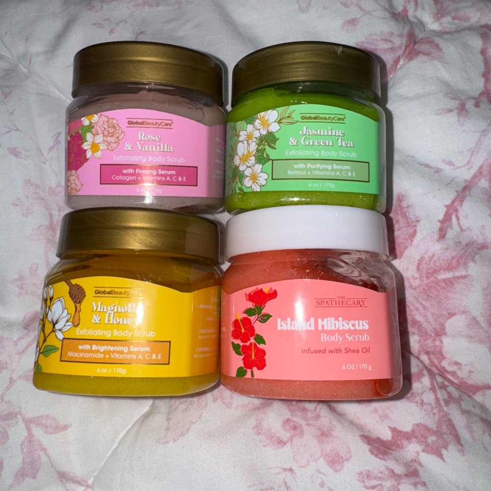 Exfoliating Body Scrub Set - Rose, Jasmine, Mango, Hibiscus